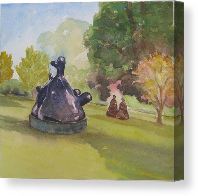 Sculpture Garden Canvas Print featuring the painting Maternite Conversation by Karen Coggeshall