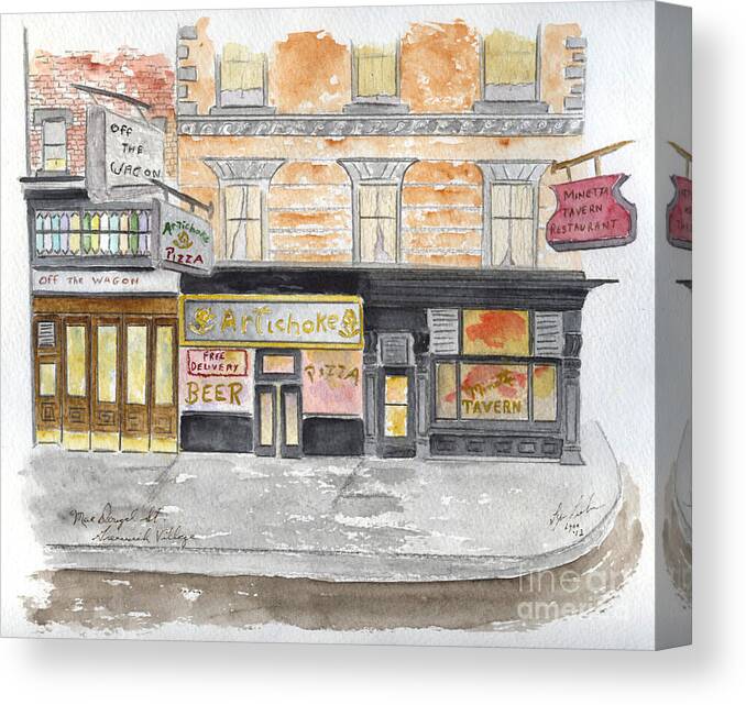 Minetta Tavern Canvas Print featuring the painting Minetta Tavern Greenwich Village by AFineLyne