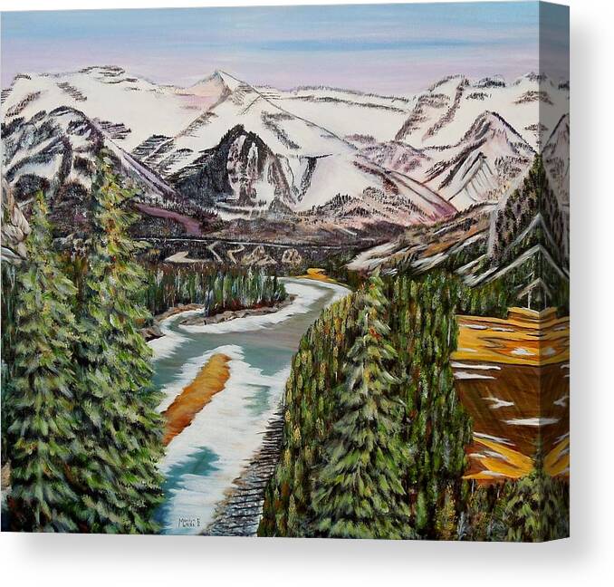 Fairmount Banff Springs Golf Course Canvas Print featuring the painting Mountain Spring - Banff Springs by Marilyn McNish