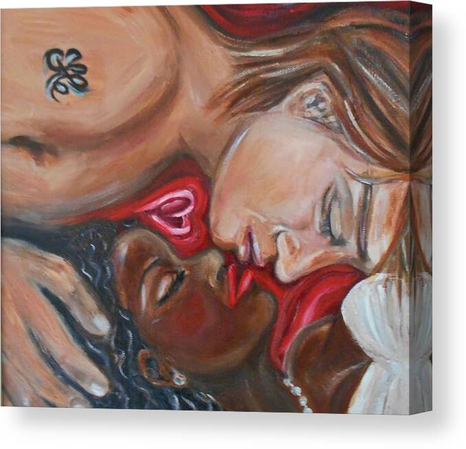 Paintings Of Love Canvas Print featuring the painting My Beauty Sleeping by Yesi Casanova 