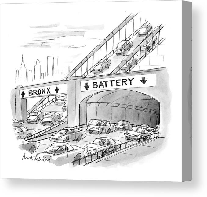 Automobiles - General Canvas Print featuring the drawing New Yorker September 20th, 1999 by Mort Gerberg