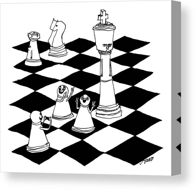 Captionless Photograph Canvas Print featuring the drawing On A Chessboard by Edward Steed