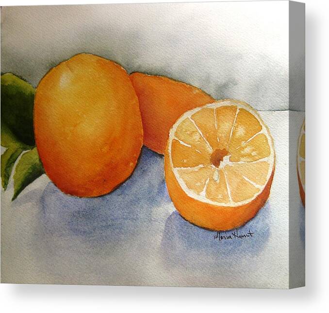 Oranges Canvas Print featuring the painting Oranges from the Tree by Maria Hunt