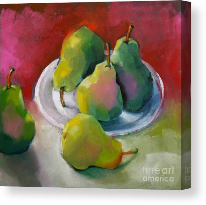 Pears Canvas Print featuring the painting Pears by Michelle Abrams