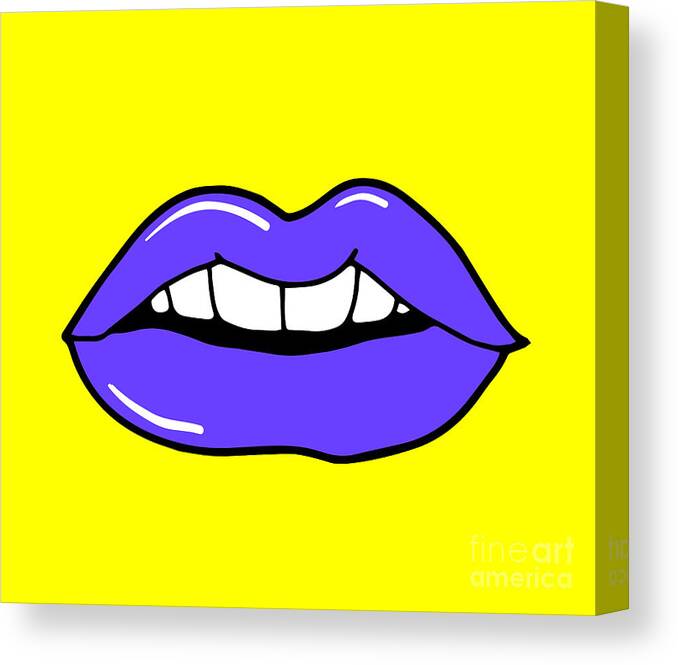 Beauty Canvas Print featuring the digital art Pop Art Lips Isolated Warhol Style by Oksanka007
