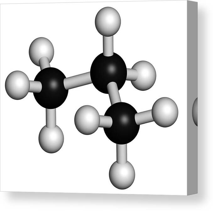 Propane Canvas Print featuring the photograph Propane Hydrocarbon Molecule by Molekuul