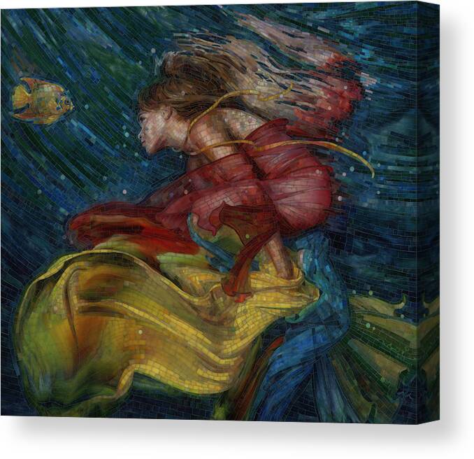 Angelfish Canvas Print featuring the glass art Queen of the Angels by Mia Tavonatti