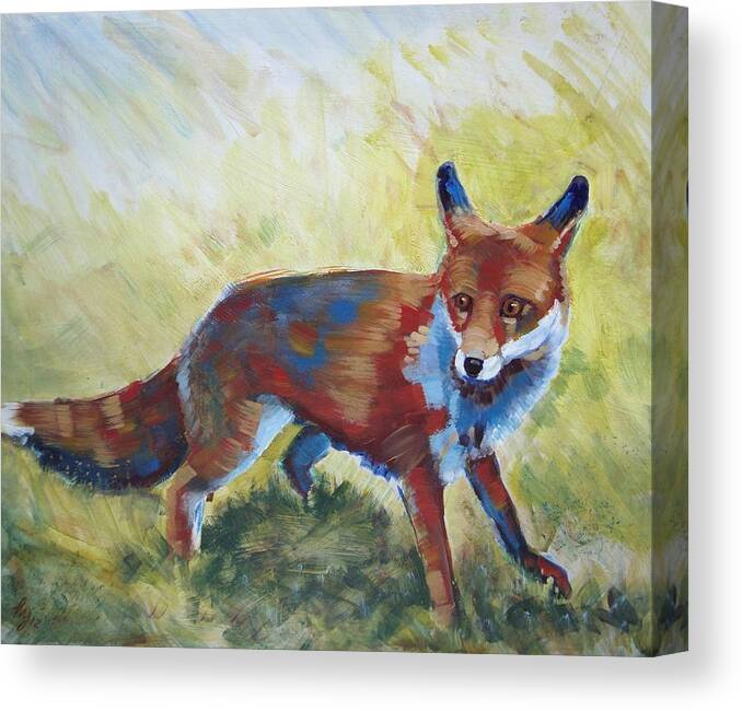 Fox Canvas Print featuring the painting Red Fox by Mike Jory