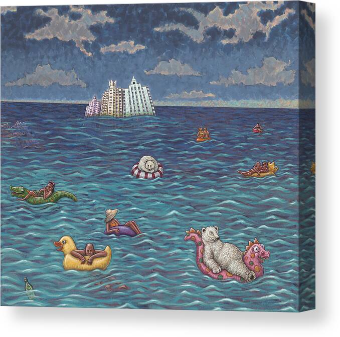 Seascape Canvas Print featuring the painting Resort by Holly Wood