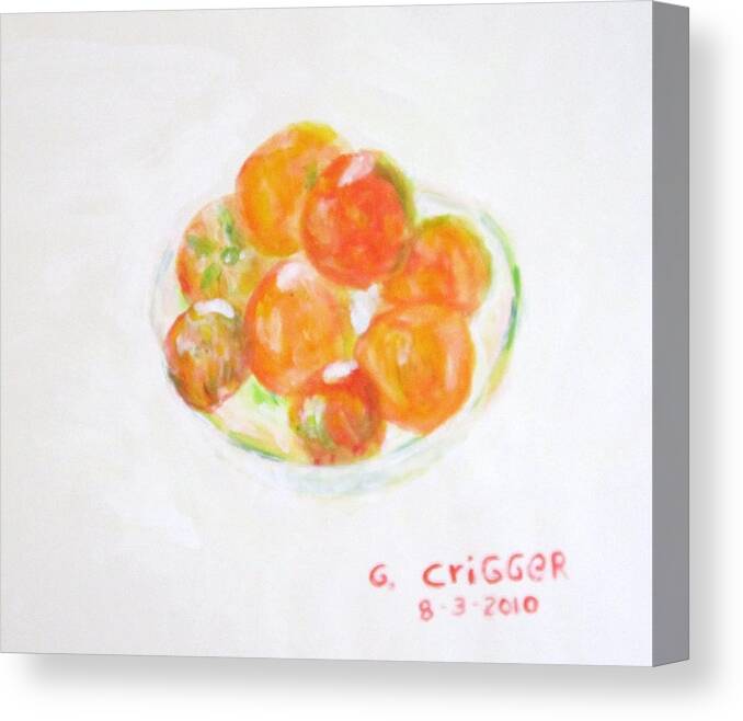 Landscape Canvas Print featuring the painting Ripening Tomatoes by Glenda Crigger