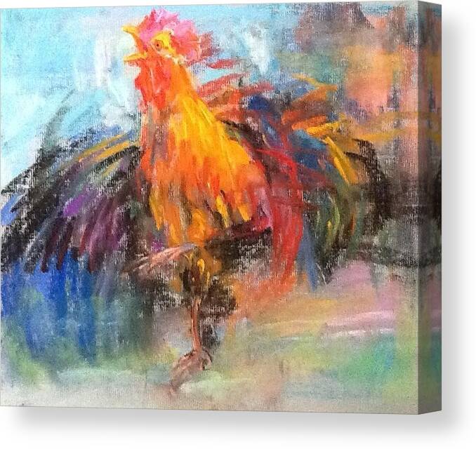 Rooster Canvas Print featuring the painting Rooster by Jieming Wang