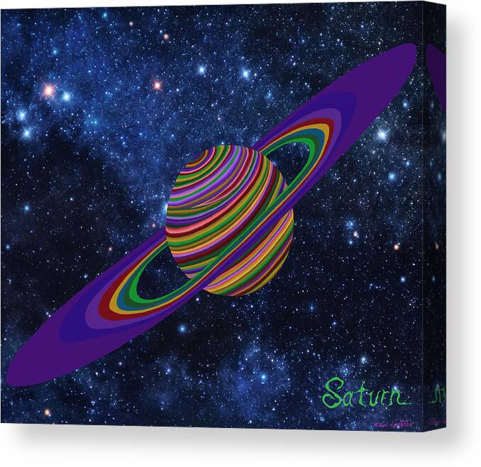 Saturn Canvas Print featuring the painting Saturn 13 by Robert SORENSEN