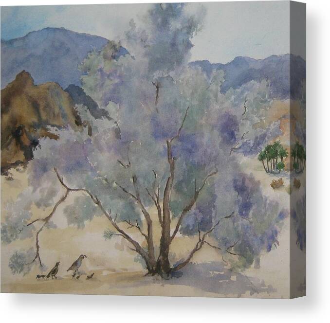 Smoketree Canvas Print featuring the painting Smoketree in Bloom by Maria Hunt