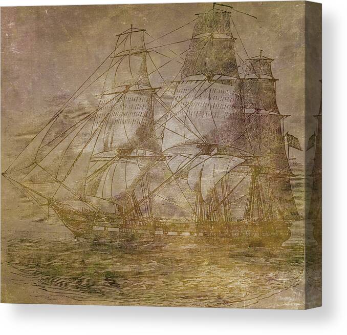 Ocean Canvas Print featuring the mixed media Ship 3 by Angelina Tamez