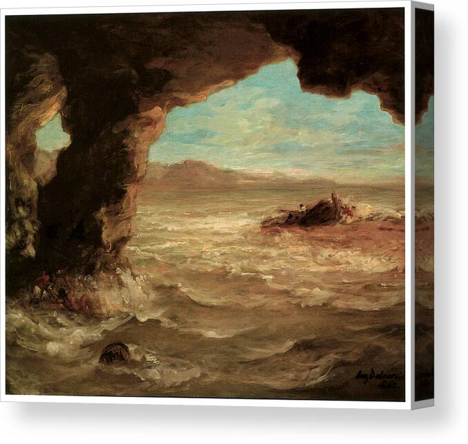 Eugene Delacroix Canvas Print featuring the painting Shipwreck on the Coast by Eugene Delacroix