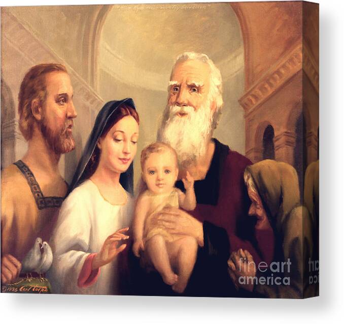 Simeon Canvas Print featuring the painting Simeon in the Temple by Art By Tolpo Collection