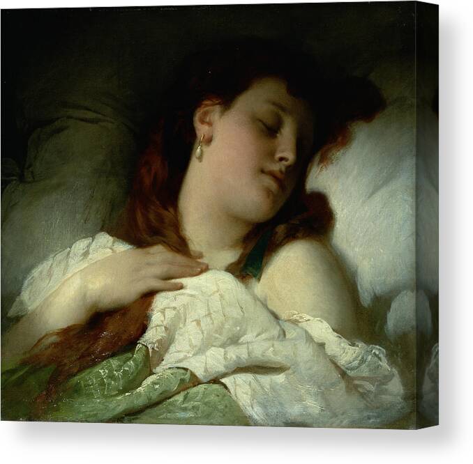 Earring Canvas Print featuring the photograph Sleeping Woman by Sandor Liezen-Meyer