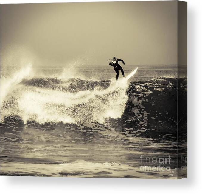 Surfing Canvas Print featuring the photograph Surfing the lip by David Millenheft