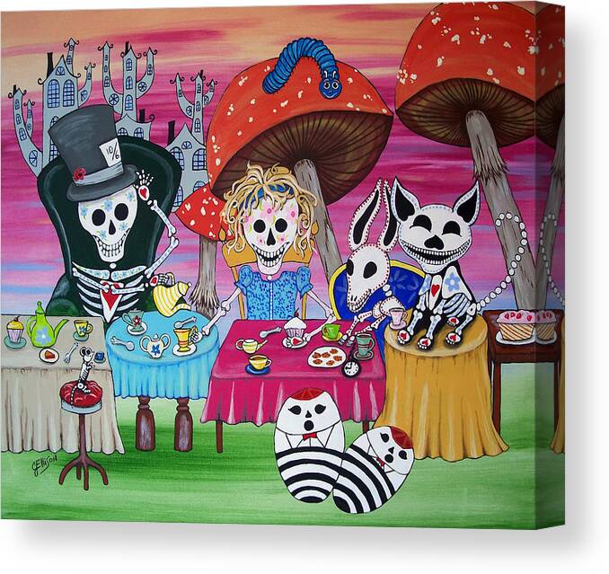 Tea Party Day of the Dead Alice in Wonderland Canvas Print / Canvas Art by  Julie Ellison - Fine Art America