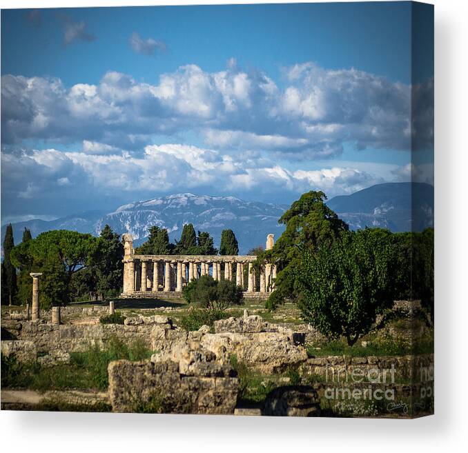 Paestum Canvas Print featuring the photograph Temple of Athena by Prints of Italy