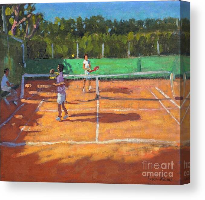 Tennis Canvas Print featuring the painting Tennis practice by Andrew Macara