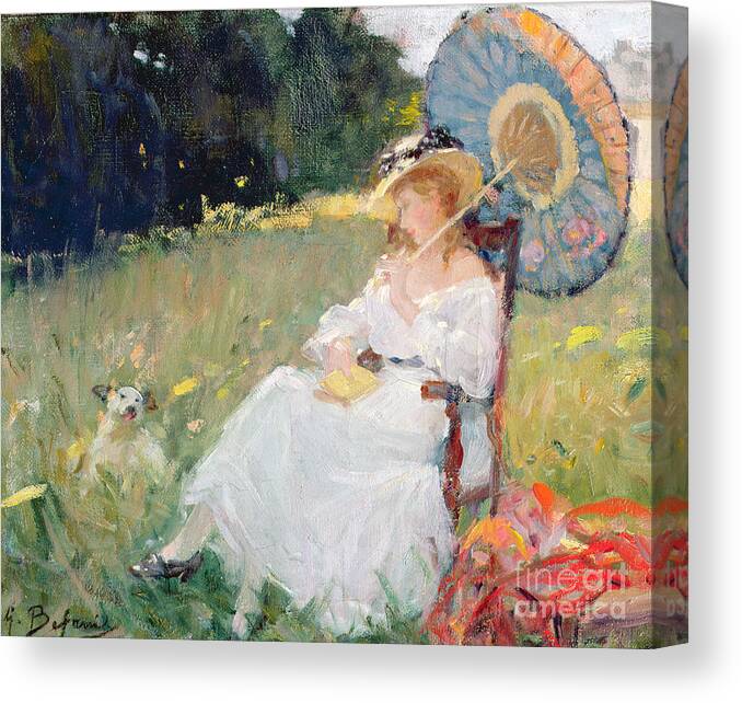 Parasol Canvas Print featuring the painting The Parasol by Gennaro Befanio by Gennaro Befanio