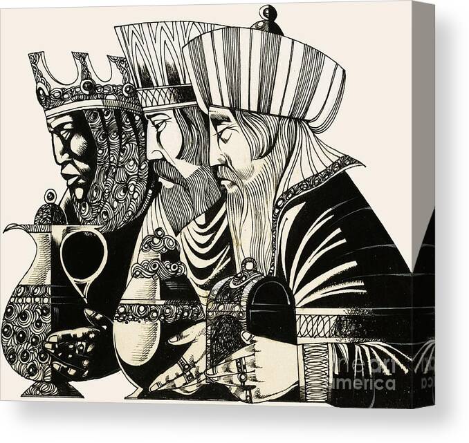 Christmas Canvas Print featuring the drawing Three Kings by Richard Hook