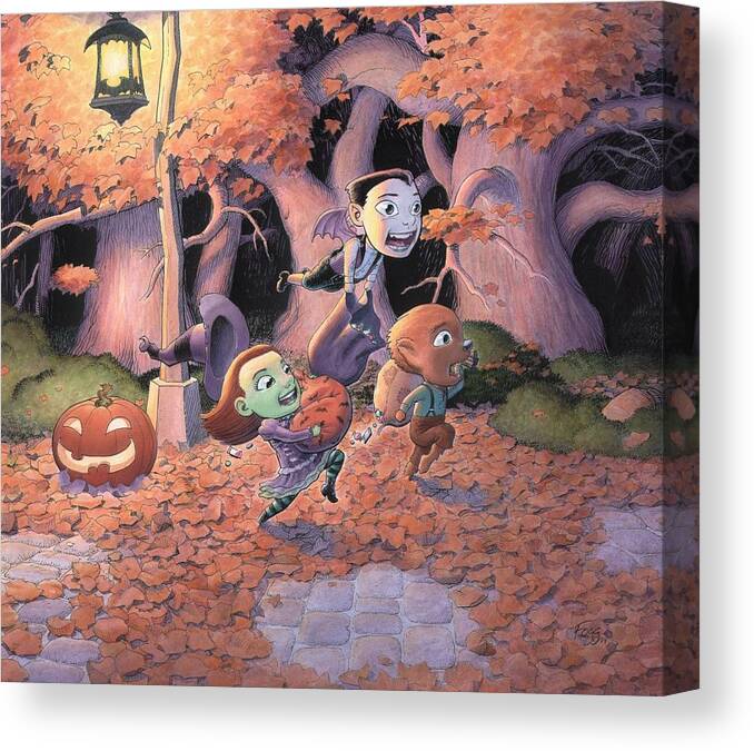 Halloween Canvas Print featuring the painting Trick or Treat by Richard Moore