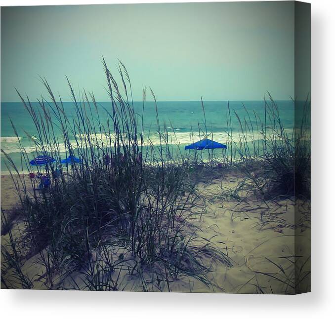Beach Canvas Print featuring the photograph View Thru the Beach Grass by Cathy Lindsey