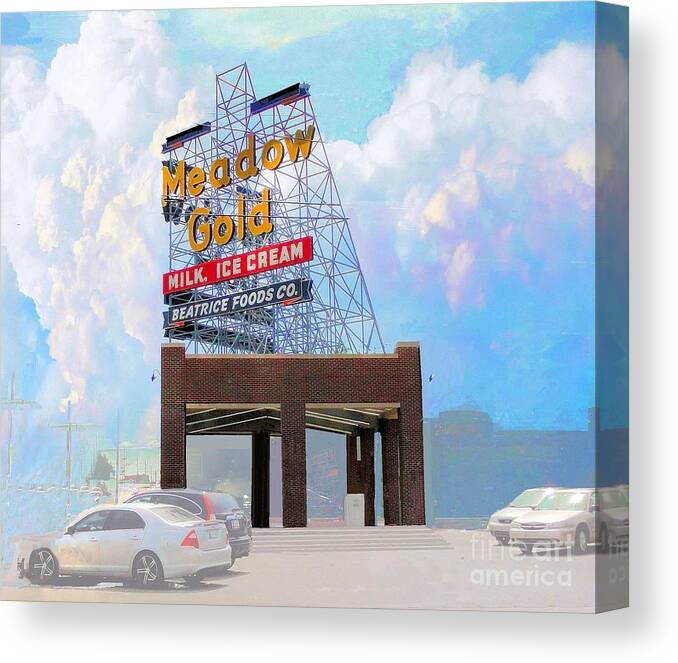 Meadow Gold Canvas Print featuring the photograph Vintage Meadow Gold Sign by Janette Boyd