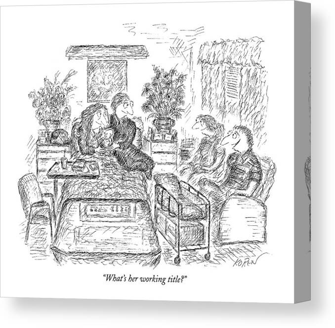 Title Canvas Print featuring the drawing What's Her Working Title? by Edward Koren