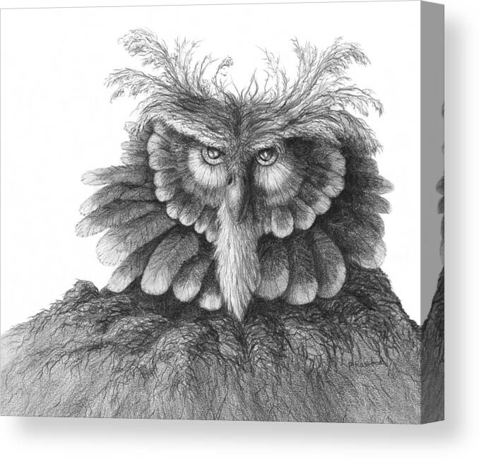 Owl Canvas Print featuring the painting Wise Likeness by Peter Rashford