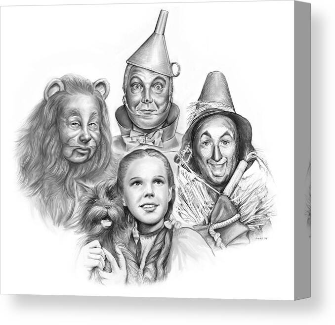 Wizard Of Oz Canvas Print featuring the drawing Wizard of Oz by Greg Joens