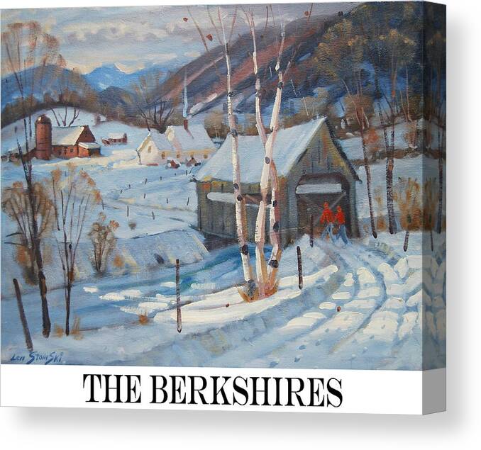Covered Bridge. The Berkshires. Winter Canvas Print featuring the painting the Berkshires #2 by Len Stomski