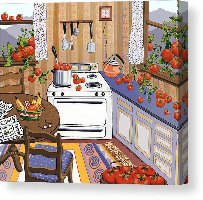 Tomatoes Canvas Print featuring the painting Bumper Crop by Anne Gifford
