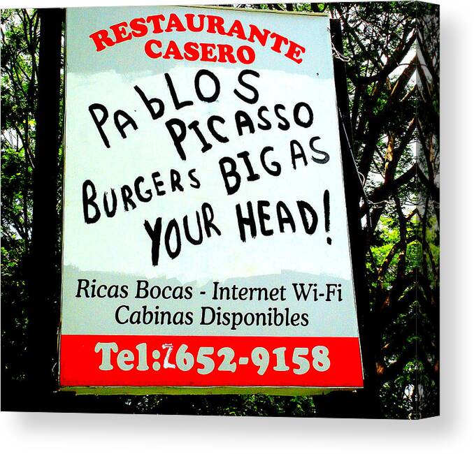 Sign Canvas Print featuring the photograph Burgers by Elisia Cosentino
