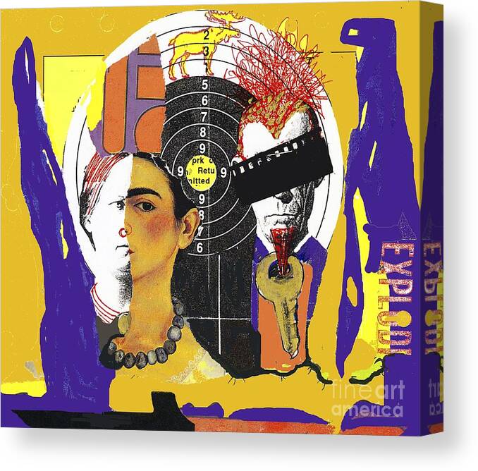 Collage Canvas Print featuring the mixed media Collage Frida by Bill Thomson