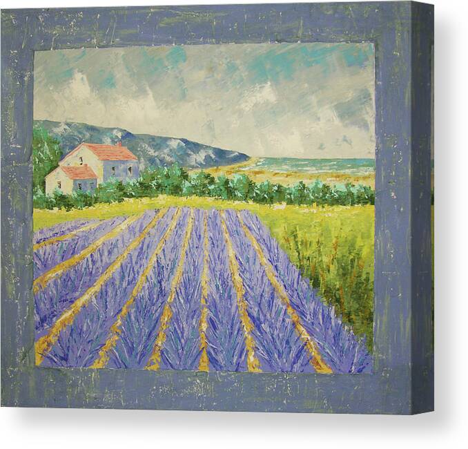  Landscape Canvas Print featuring the painting Eze Lavender South of France by Frederic Payet