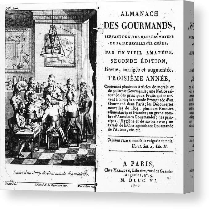 1806 Canvas Print featuring the photograph Gourmands Almanac, 1806 by Granger