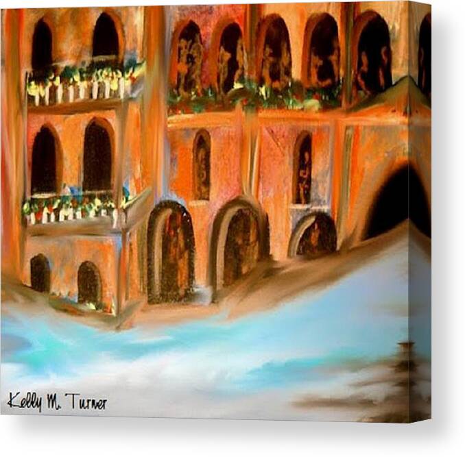 Prada Canvas Print featuring the painting italian Palazzo by Kelly M Turner