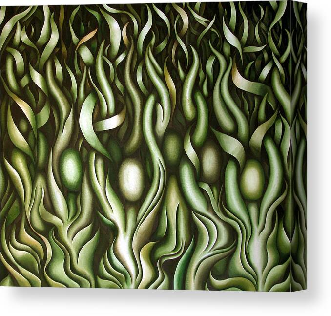 Green Canvas Print featuring the painting Layers LIX by Diana Durr