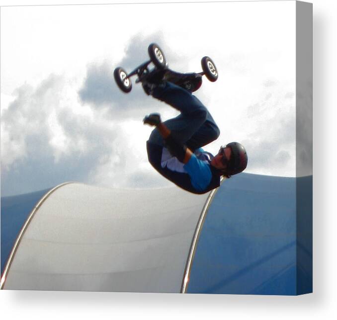 Mountain Boarding Canvas Print featuring the photograph Mountain Man Skateboarding by Kym Backland