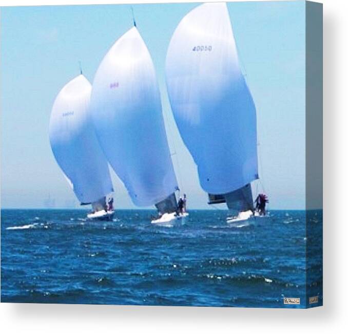 Sailboats Canvas Print featuring the mixed media Racing for Home by Paula Greenlee