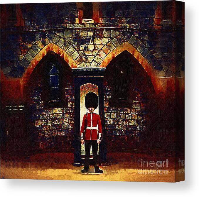 Royal Canvas Print featuring the photograph Royal Guard at Castle Entrance by Pete Klinger