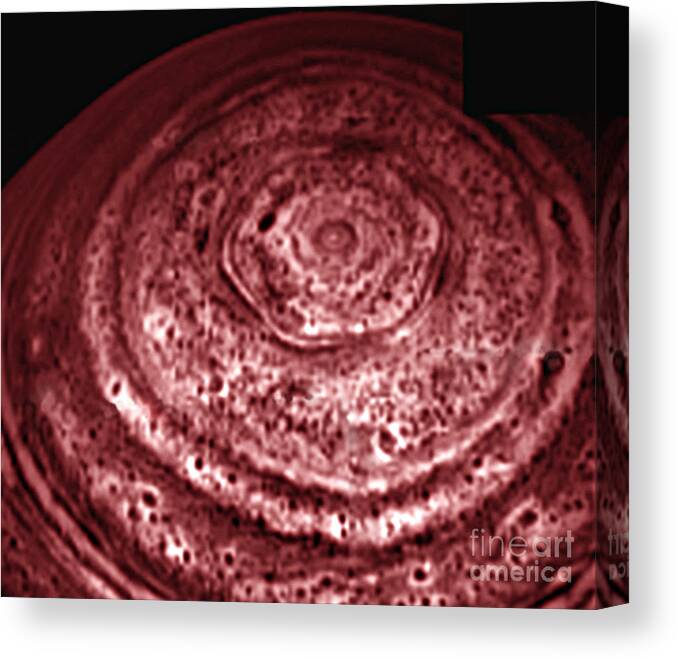 Space Canvas Print featuring the photograph Saturns North Pole by Nasa