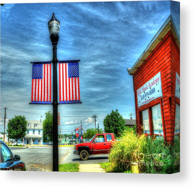 Flag Canvas Print featuring the photograph Small Town America by Debbi Granruth