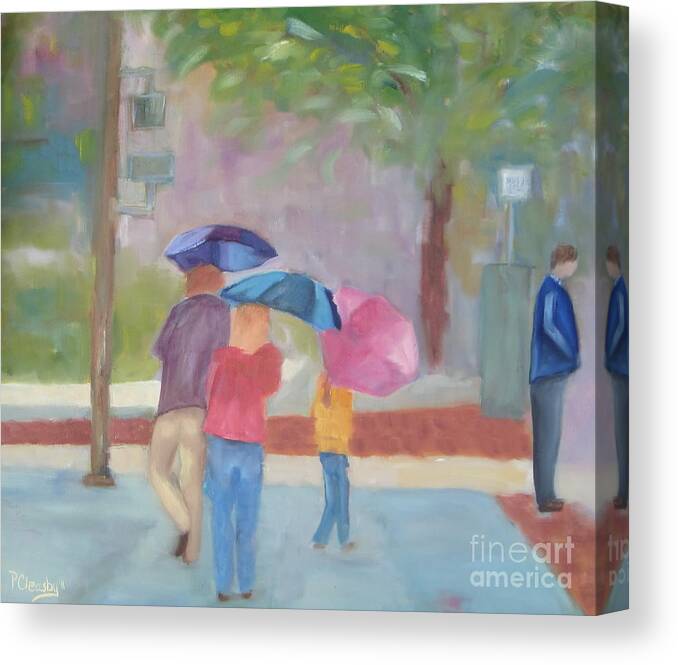 Impressionist Canvas Print featuring the painting Spring Umbrellas by Patricia Cleasby