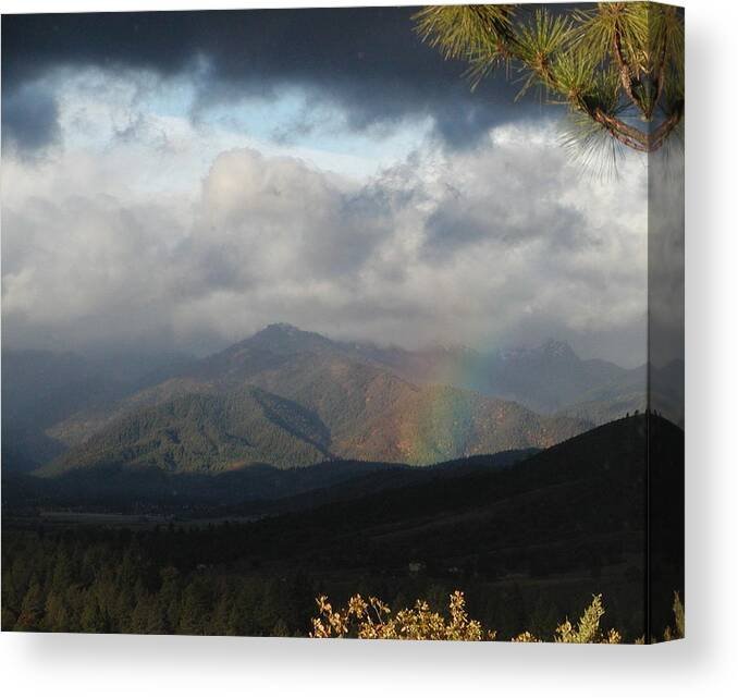  Canvas Print featuring the photograph Subtle Rainbow on Mountain by William McCoy