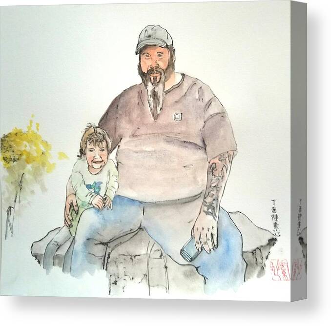 Family. Together Canvas Print featuring the painting A quiet time #1 by Debbi Saccomanno Chan