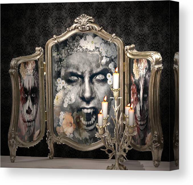 Digital Art Canvas Print featuring the digital art Antique Vampire Paintings #1 by Artful Oasis